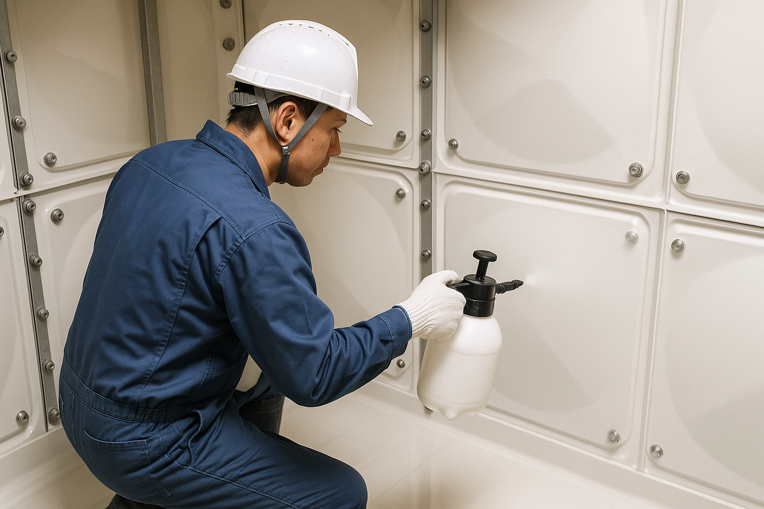 Water tank cleaning process